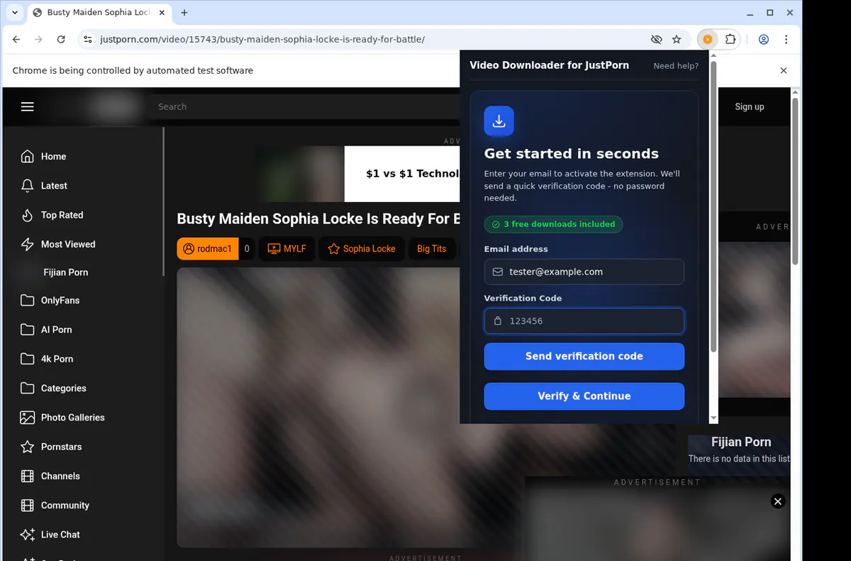 Justporn Video Downloader browser extension screenshot 4